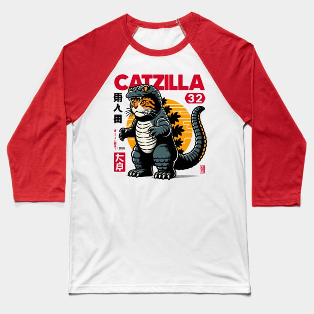 Catzilla Baseball T-Shirt by Minisim